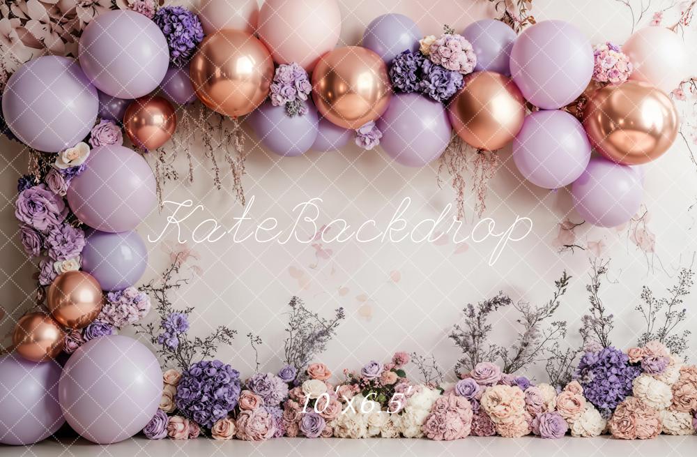 Kate Spring Cake Smash Purple Balloon Backdrop Designed by Emetselch