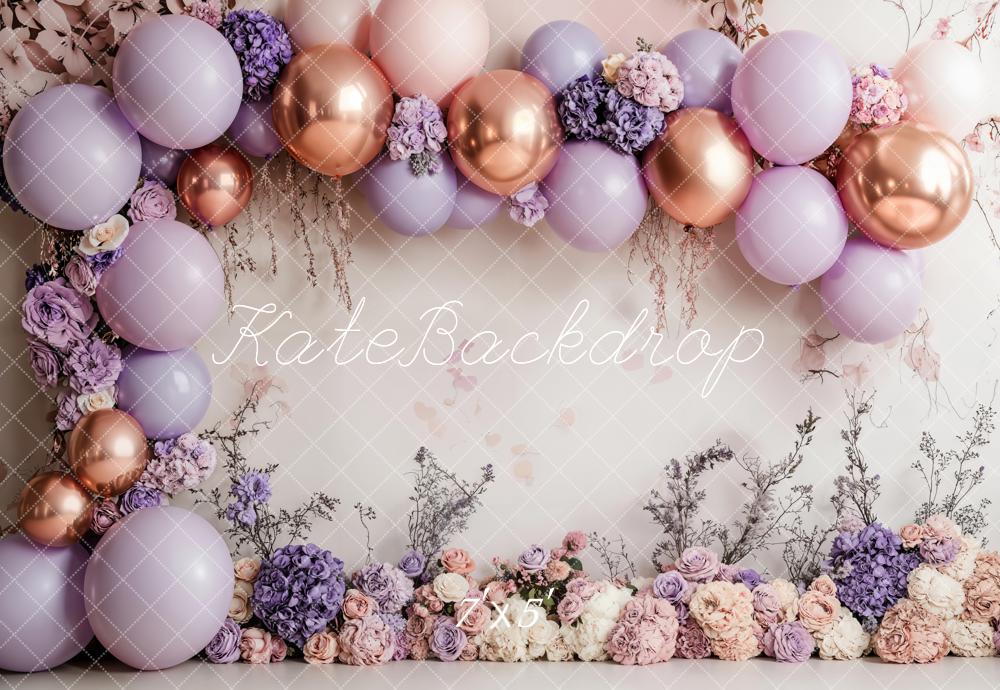 Kate Spring Cake Smash Purple Balloon Backdrop Designed by Emetselch