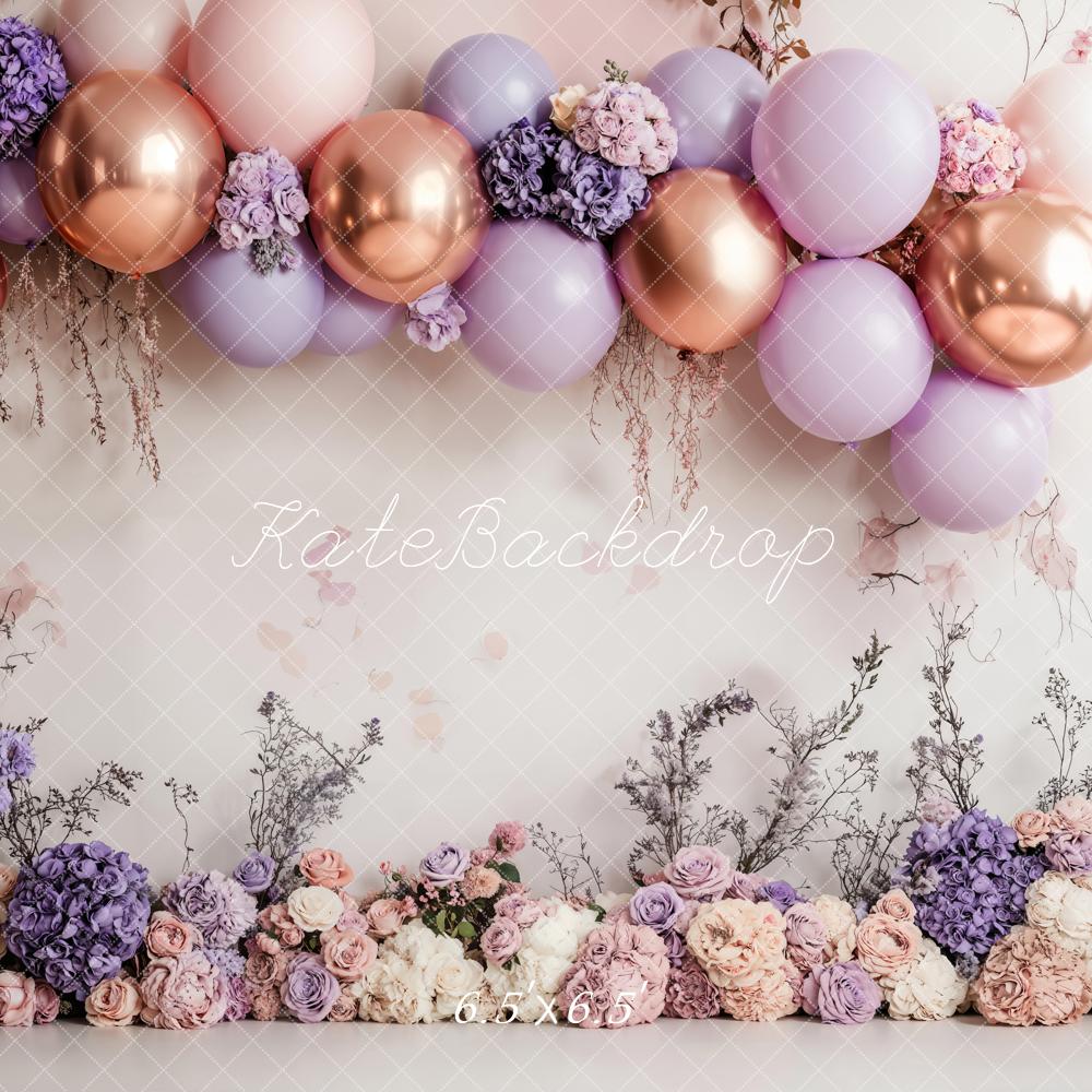 Kate Spring Cake Smash Purple Balloon Backdrop Designed by Emetselch