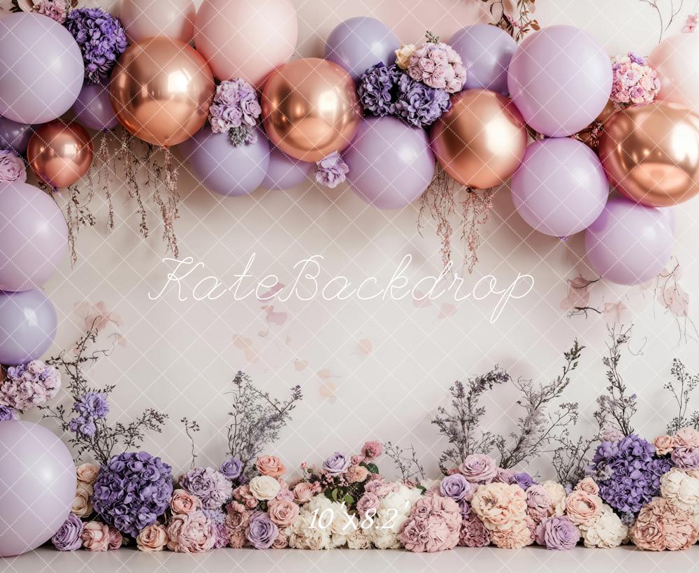 Kate Spring Cake Smash Purple Balloon Backdrop Designed by Emetselch