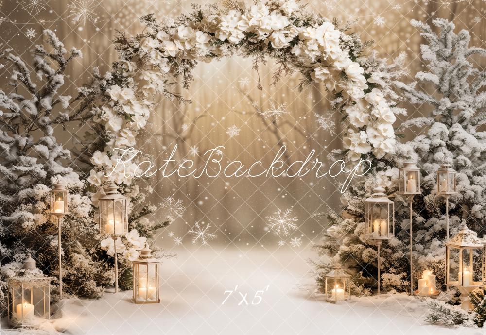 Kate Winter Flower Arch Snow Backdrop Designed by Chain Photography