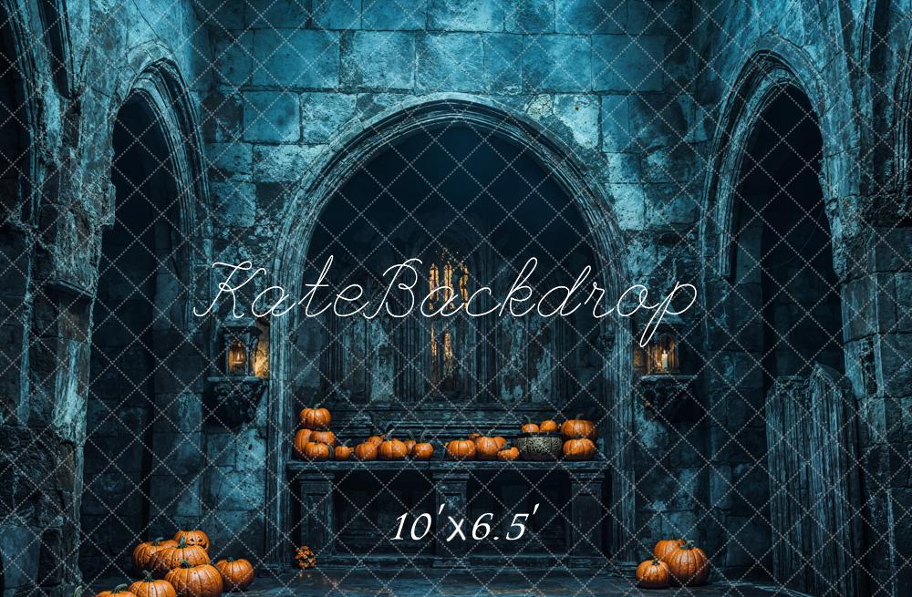 Kate Easter Building Pumpkin Night Backdrop Designed by Chain Photography