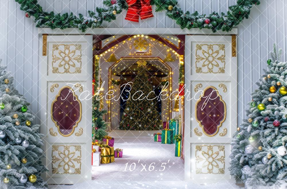 Kate Fancy Barn Backdrop Winter Christmas Designed by Mini MakeBelieve