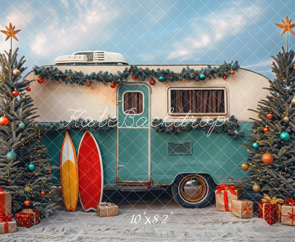 Kate RV Christmas Backdrop Beach Designed by Mini MakeBelieve