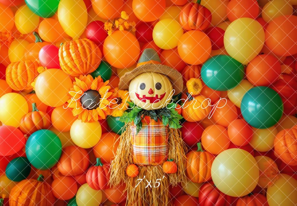 Kate Colorful Fall Scarecrow Balloons Backdrop Designed by Patty Robert