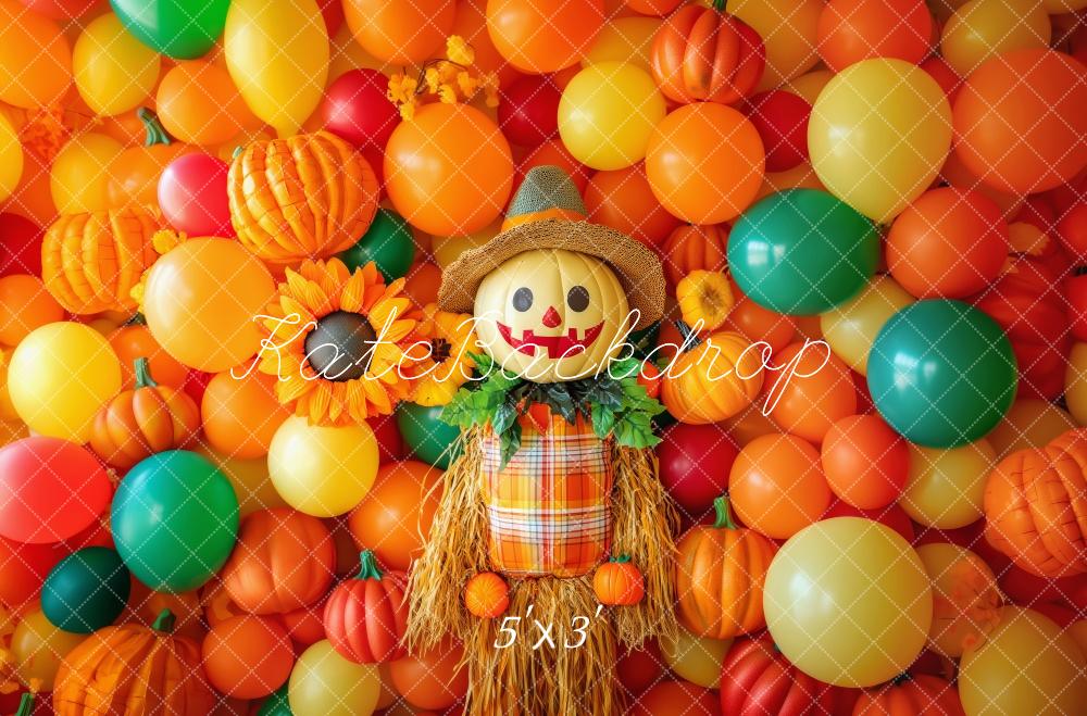 Kate Colorful Fall Scarecrow Balloons Backdrop Designed by Patty Robert