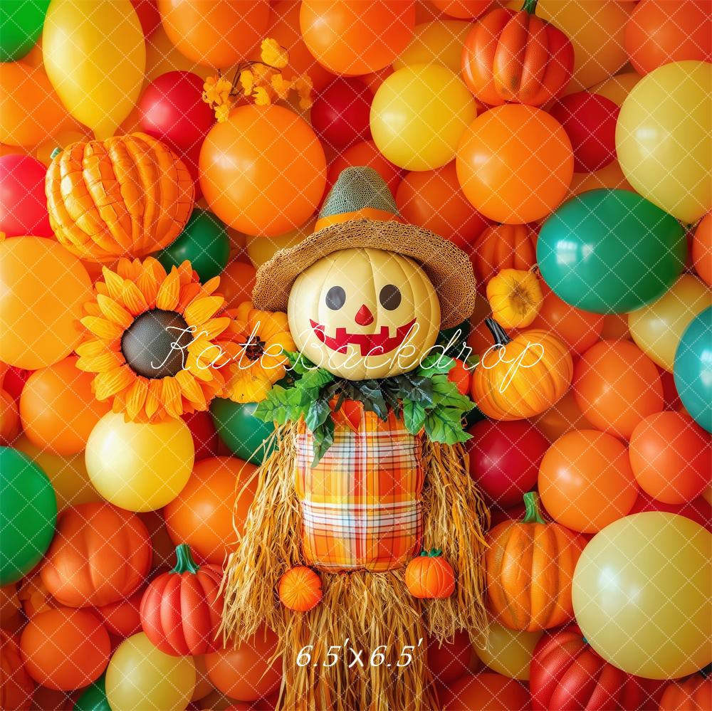 Kate Colorful Fall Scarecrow Balloons Backdrop Designed by Patty Robert