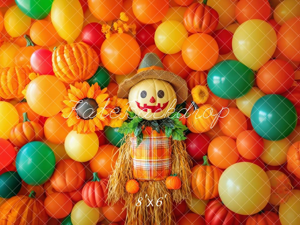 Kate Colorful Fall Scarecrow Balloons Backdrop Designed by Patty Robert