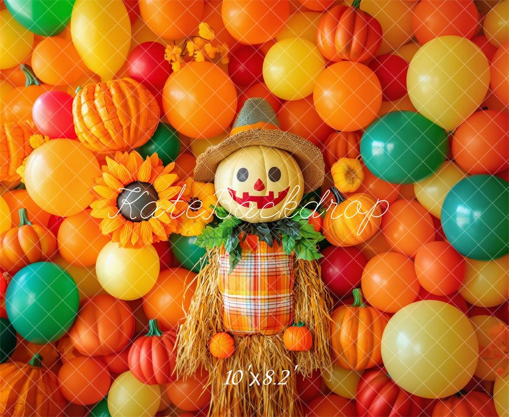 Kate Colorful Fall Scarecrow Balloons Backdrop Designed by Patty Robert