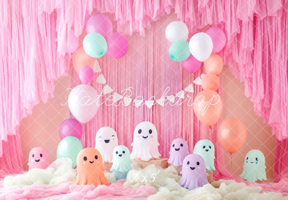 Kate Pink Ghost Party Backdrop Halloween Designed by Patty Robert