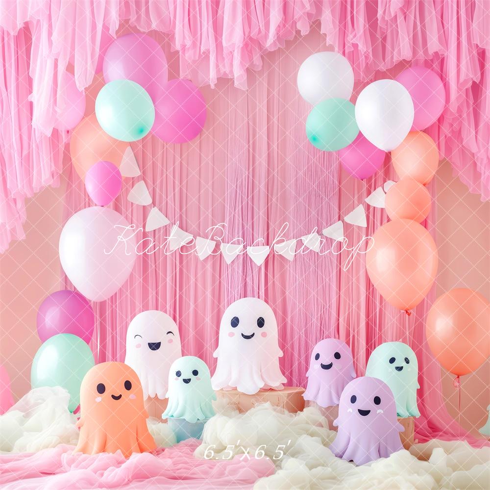 Kate Pink Ghost Party Backdrop Halloween Designed by Patty Robert