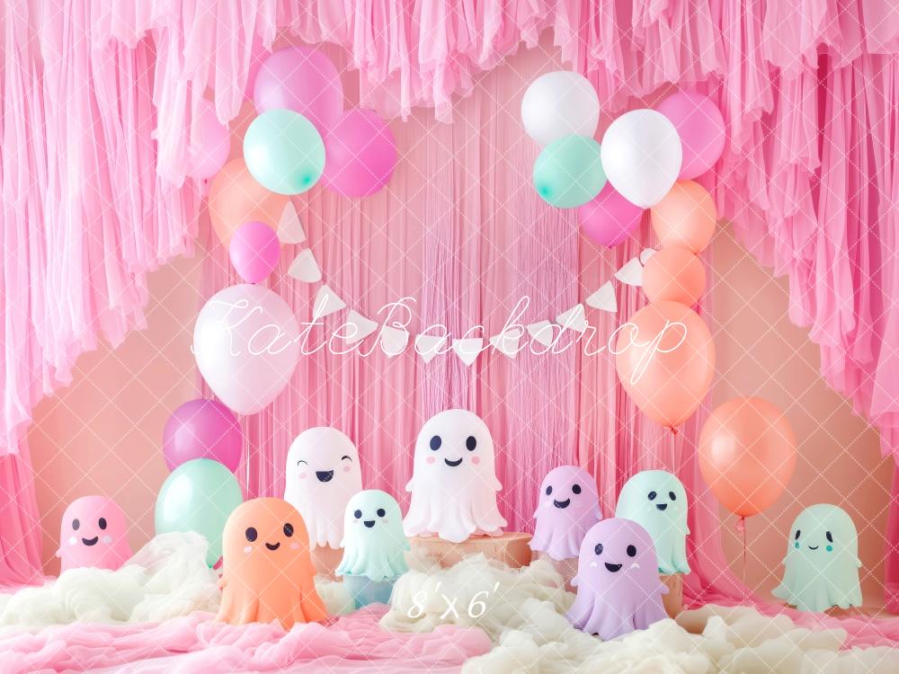 Kate Pink Ghost Party Backdrop Halloween Designed by Patty Robert