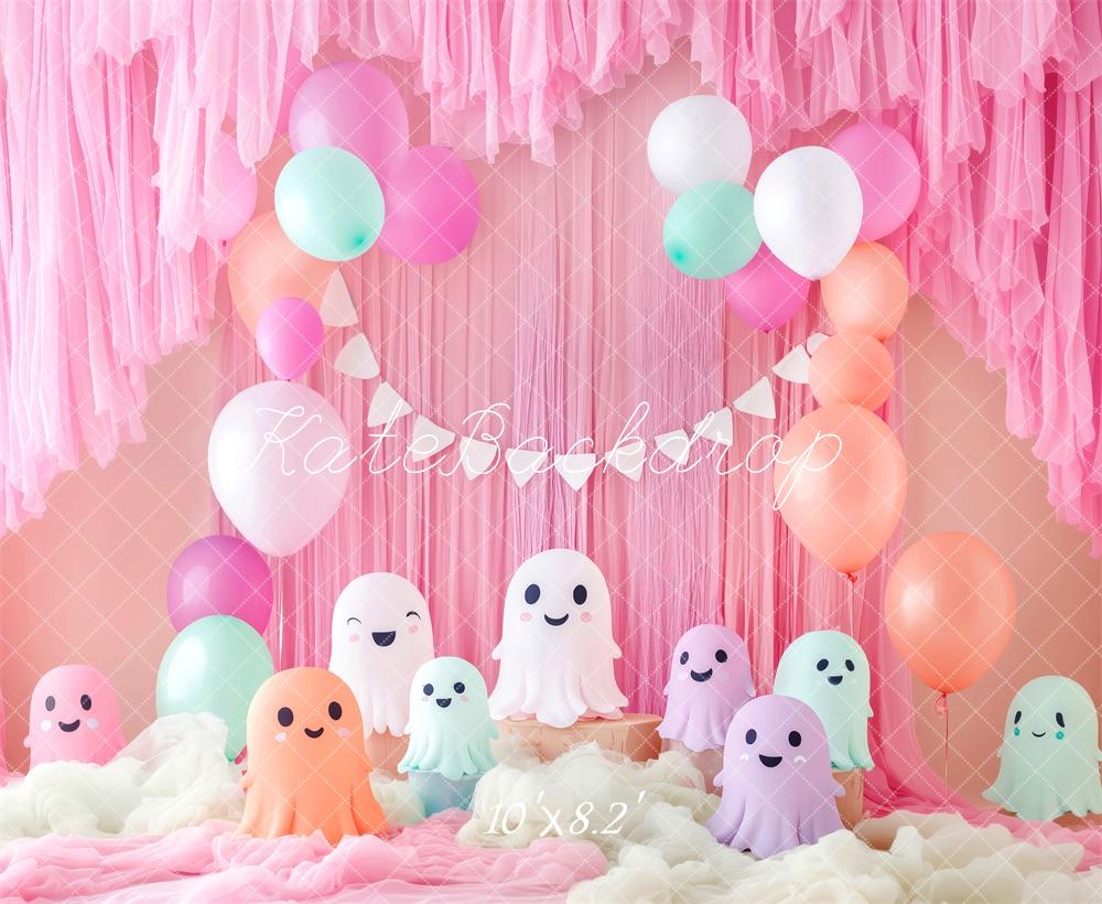 Kate Pink Ghost Party Backdrop Halloween Designed by Patty Robert