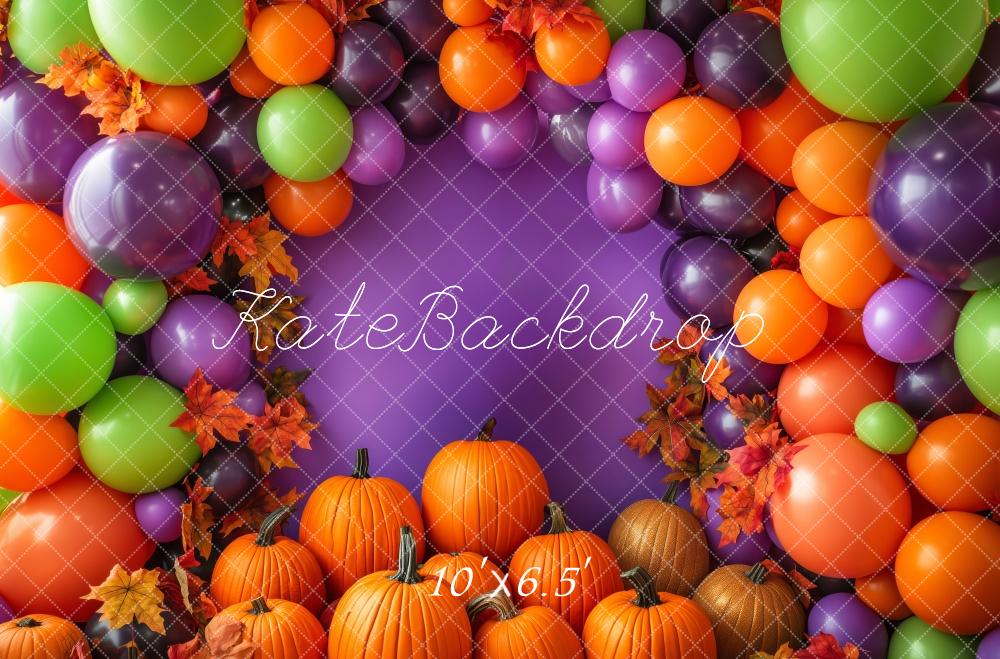 Kate Vibrant Halloween Balloons Pumpkins Backdrop Designed by Patty Robert