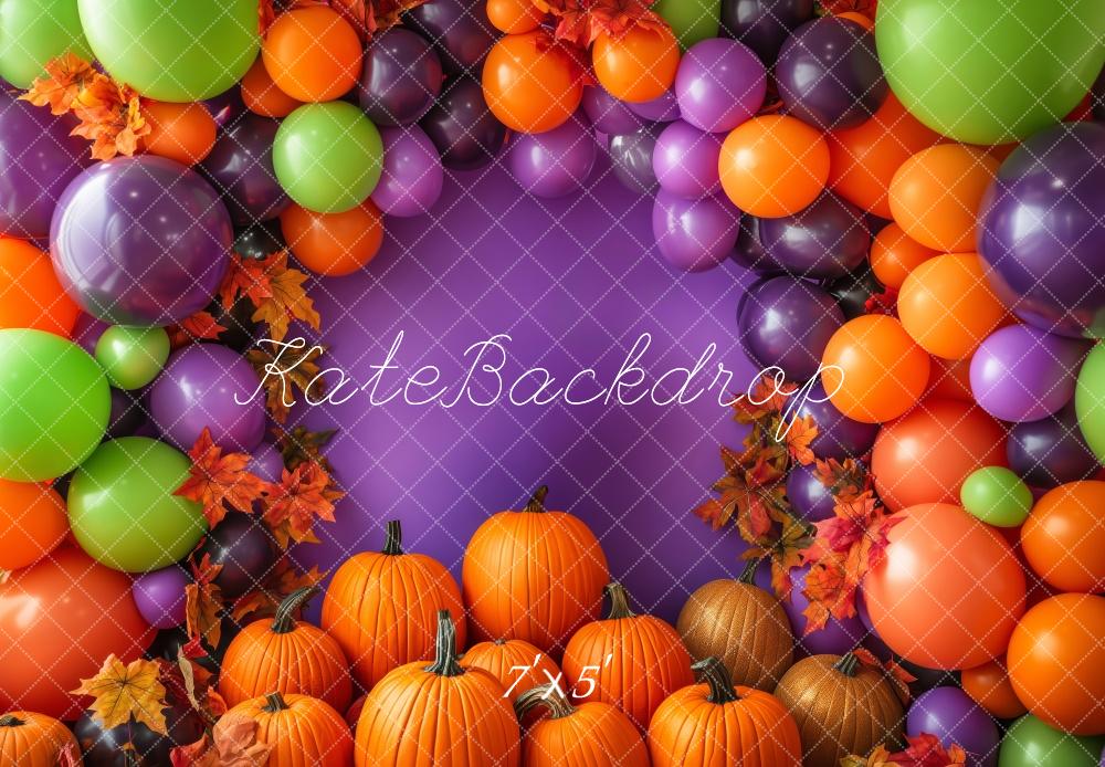 Kate Vibrant Halloween Balloons Pumpkins Backdrop Designed by Patty Robert