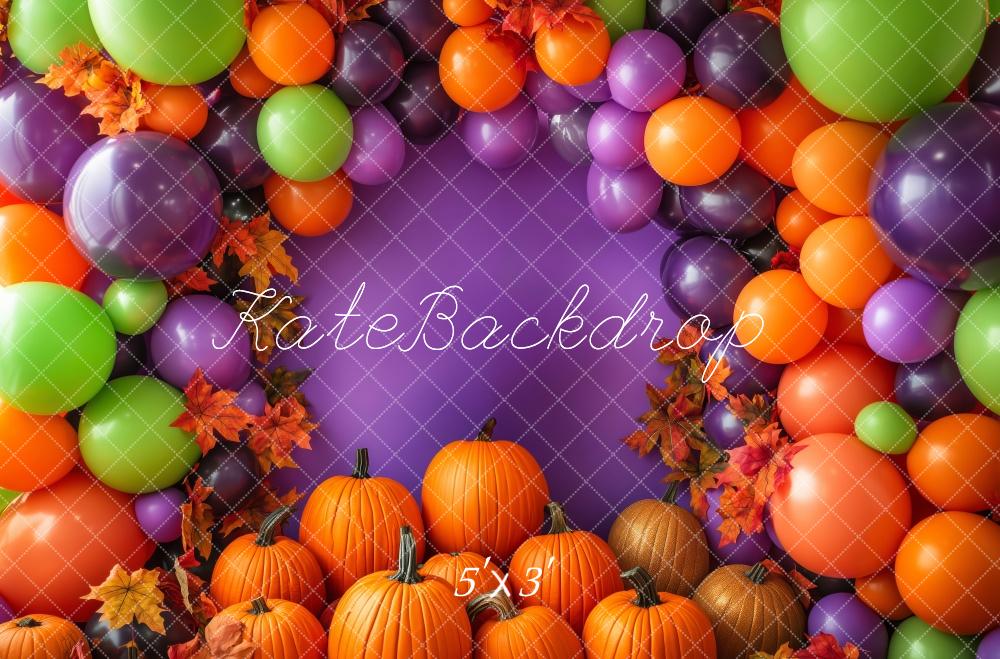 Kate Vibrant Halloween Balloons Pumpkins Backdrop Designed by Patty Robert