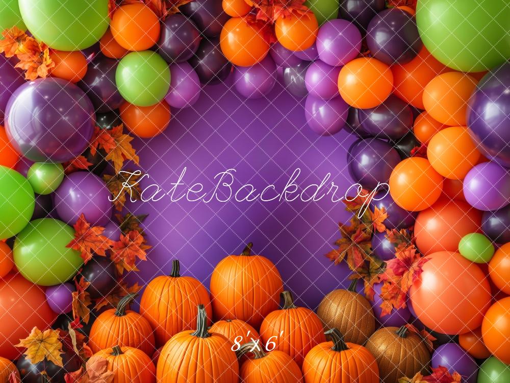 Kate Vibrant Halloween Balloons Pumpkins Backdrop Designed by Patty Robert