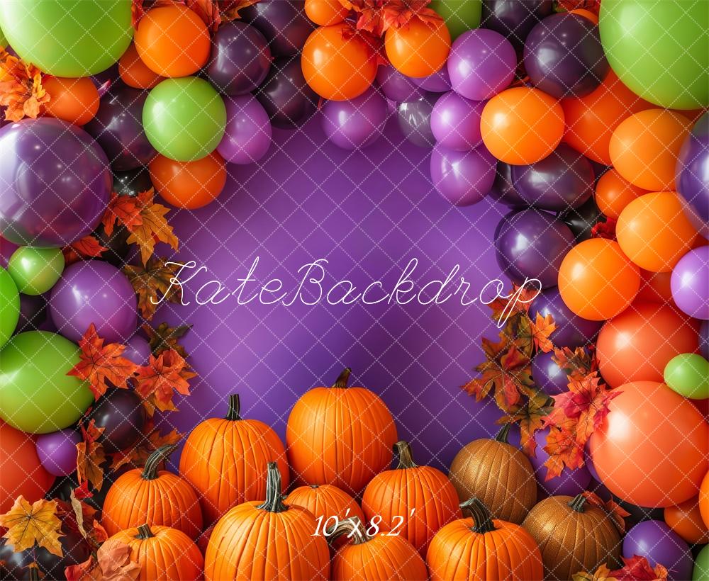 Kate Vibrant Halloween Balloons Pumpkins Backdrop Designed by Patty Robert