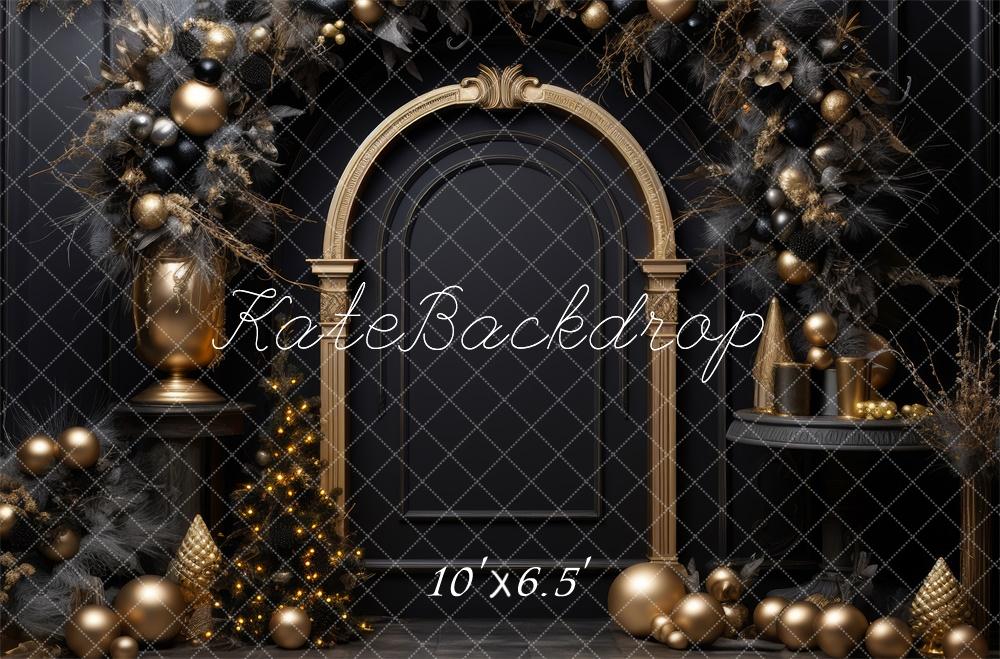 Kate Elegant Black Christmas Arch Backdrop Designed by Lidia Redekopp