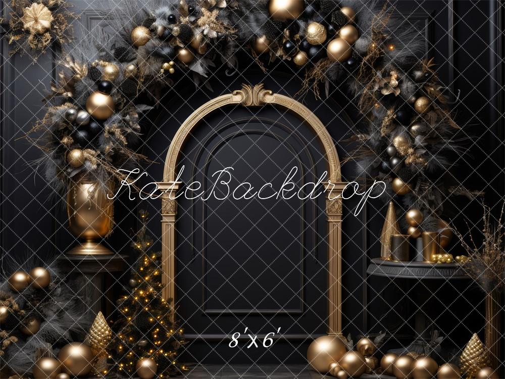 Kate Elegant Black Christmas Arch Backdrop Designed by Lidia Redekopp