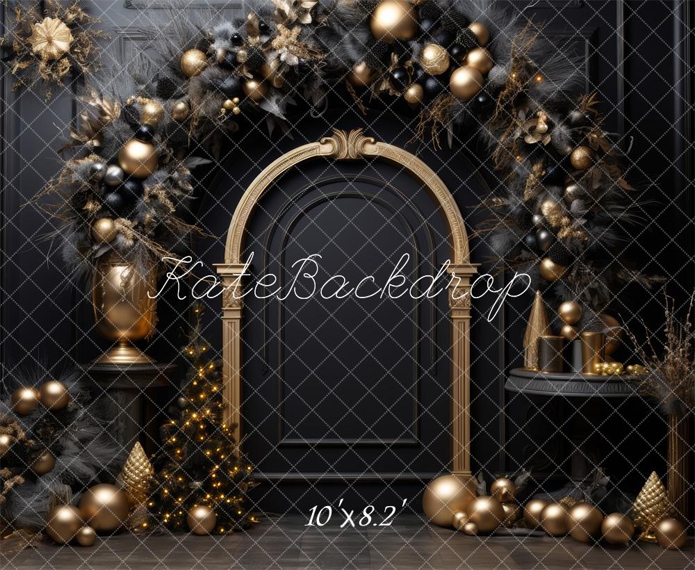 Kate Elegant Black Christmas Arch Backdrop Designed by Lidia Redekopp