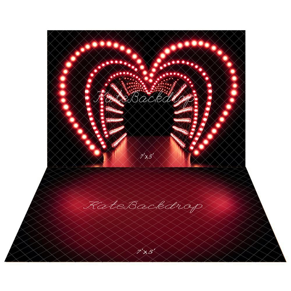 Kate Heart Tunnel Light Backdrop+Red Gradient Abstract Texture Floor Backdrop