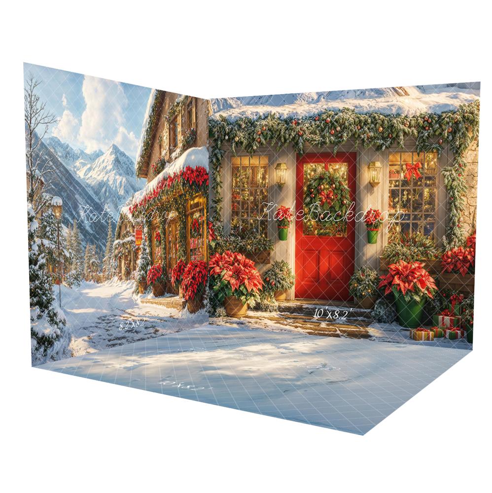 Kate Winter Christmas Snowy House Mountain Room Set(8ftx8ft&10ftx8ft&8ftx10ft)