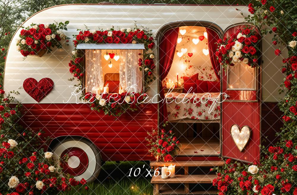 Kate Valentine's Day Romantic Heart Camper Backdrop Designed by Emetselch