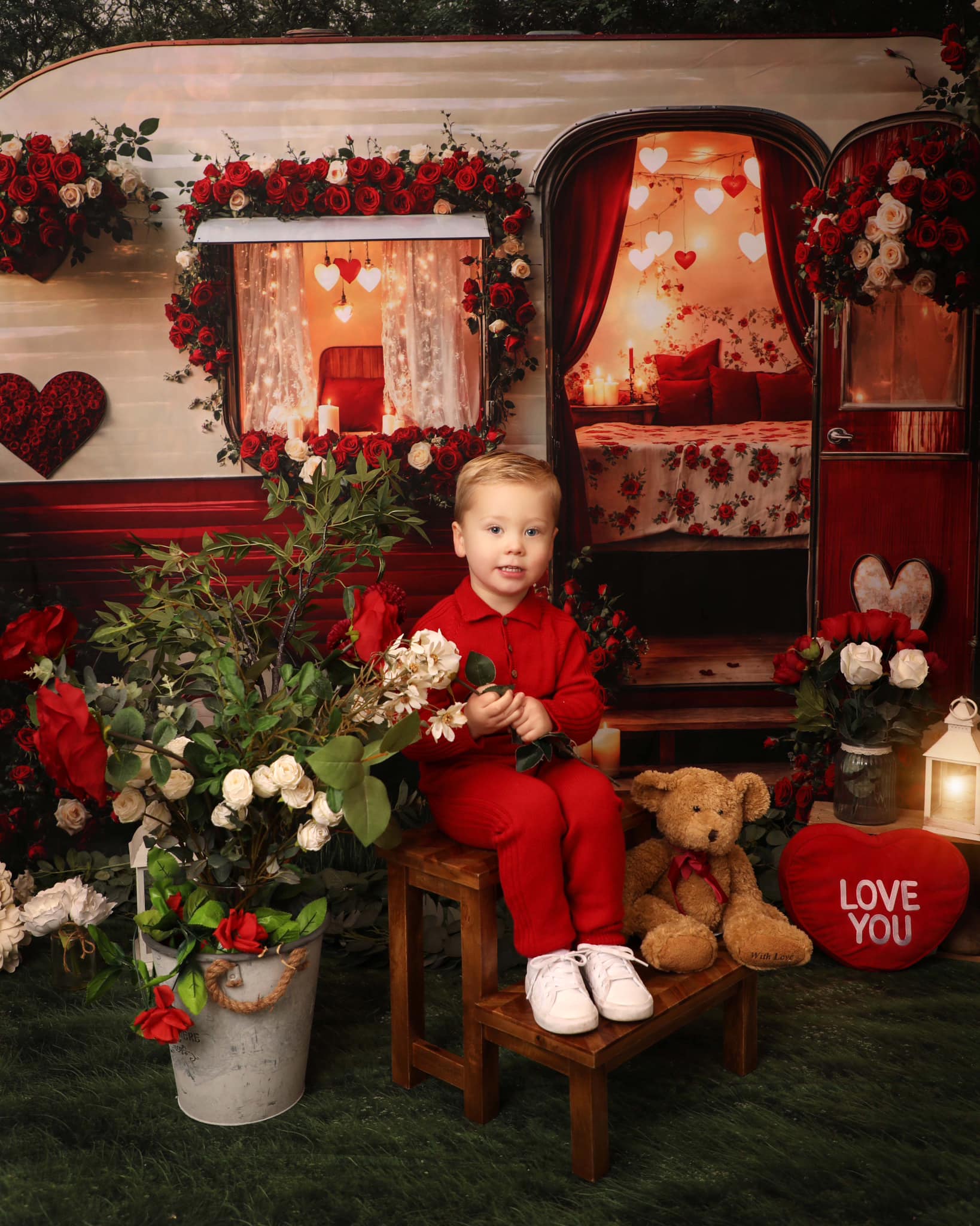 Kate Valentine's Day Romantic Heart Camper Backdrop Designed by Emetselch