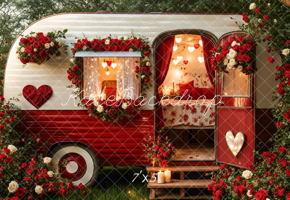 Kate Valentine's Day Romantic Heart Camper Backdrop Designed by Emetselch