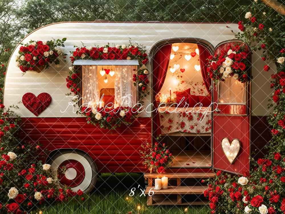 Kate Valentine's Day Romantic Heart Camper Backdrop Designed by Emetselch