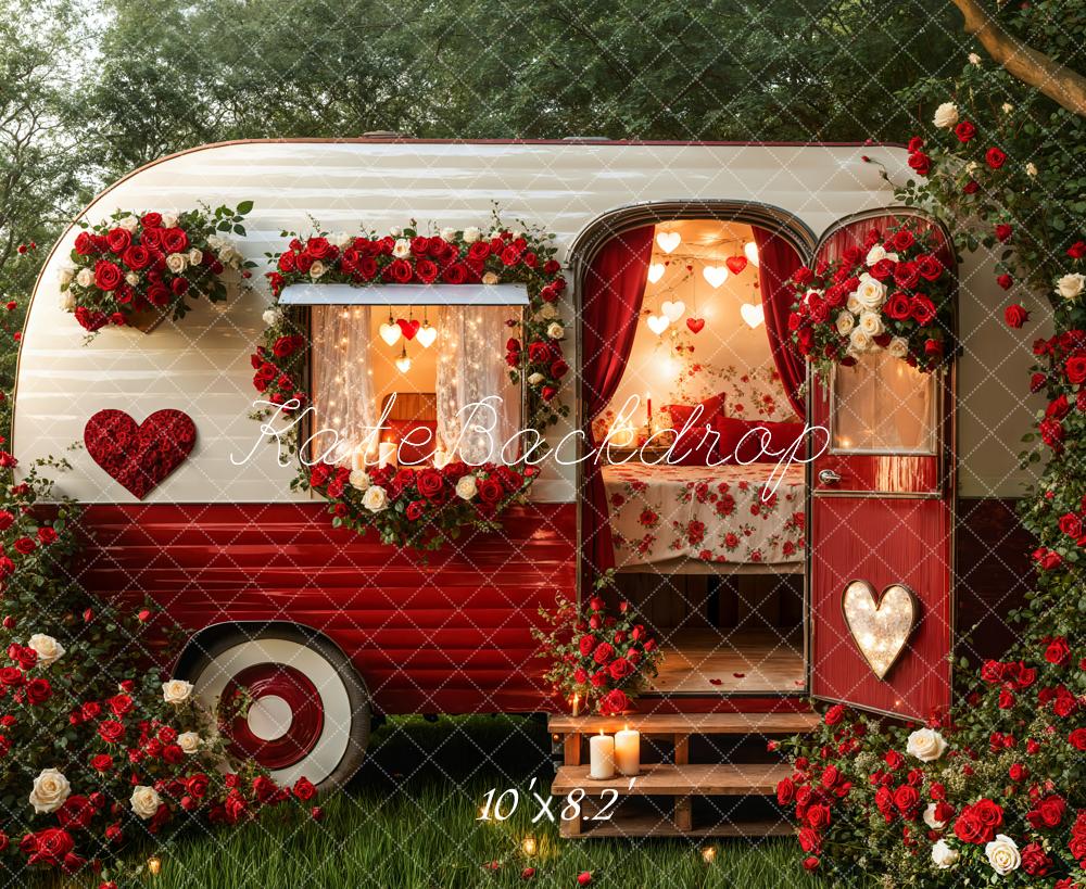 Kate Valentine's Day Romantic Heart Camper Backdrop Designed by Emetselch