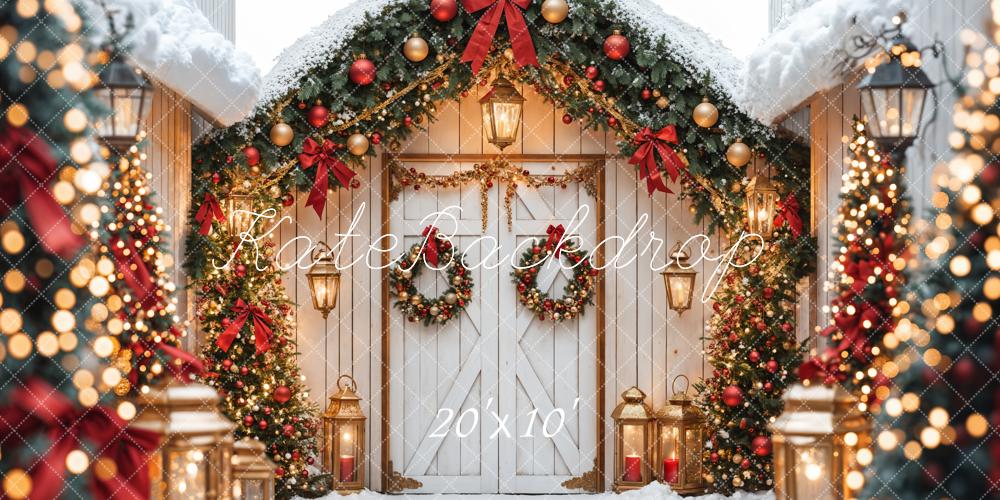 Lightning Deals-1 Kate Christmas White Snow House Bokeh Backdrop Designed by Emetselch