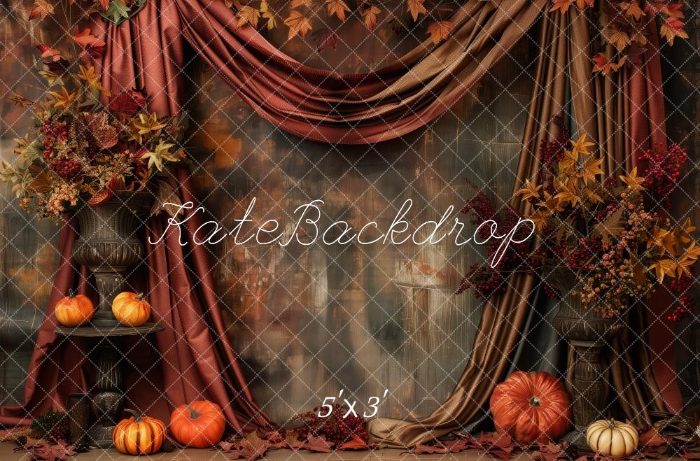 Kate Pumpkin Patch Light Red Drapes Backdrop Designed by Patty Robert