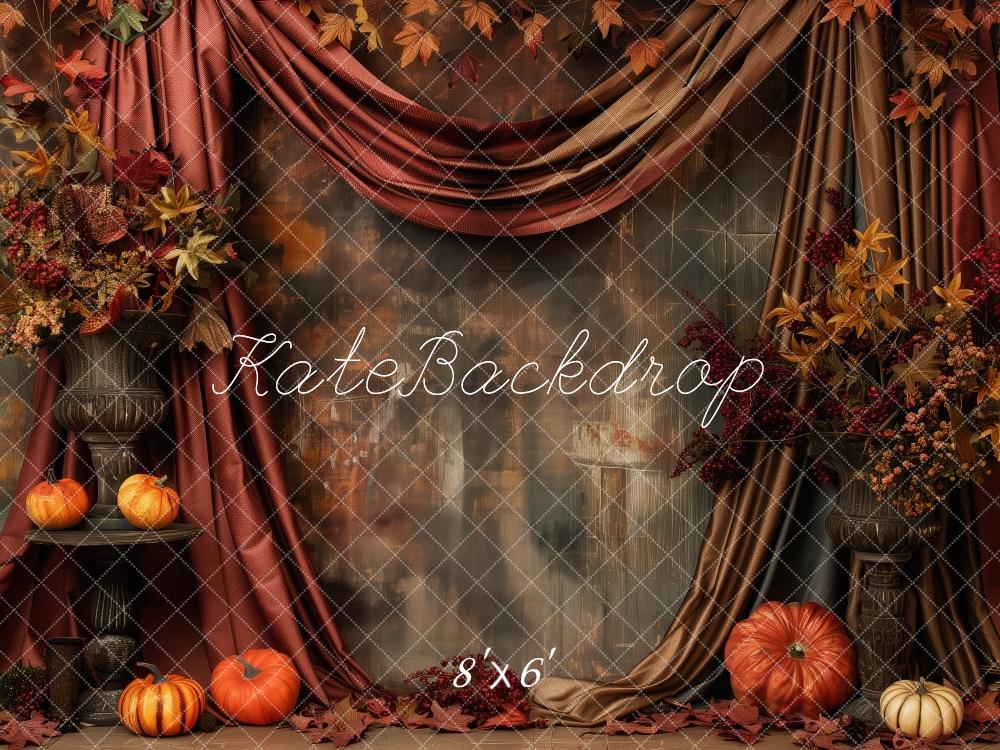 Kate Pumpkin Patch Light Red Drapes Backdrop Designed by Patty Robert