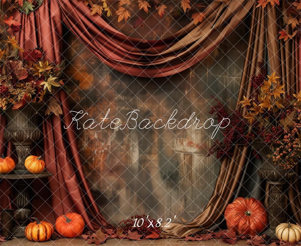 Kate Pumpkin Patch Light Red Drapes Backdrop Designed by Patty Robert