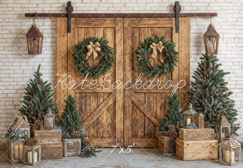 Kate Christmas Tree Wooden Barn Door Backdrop Designed by Emetselch