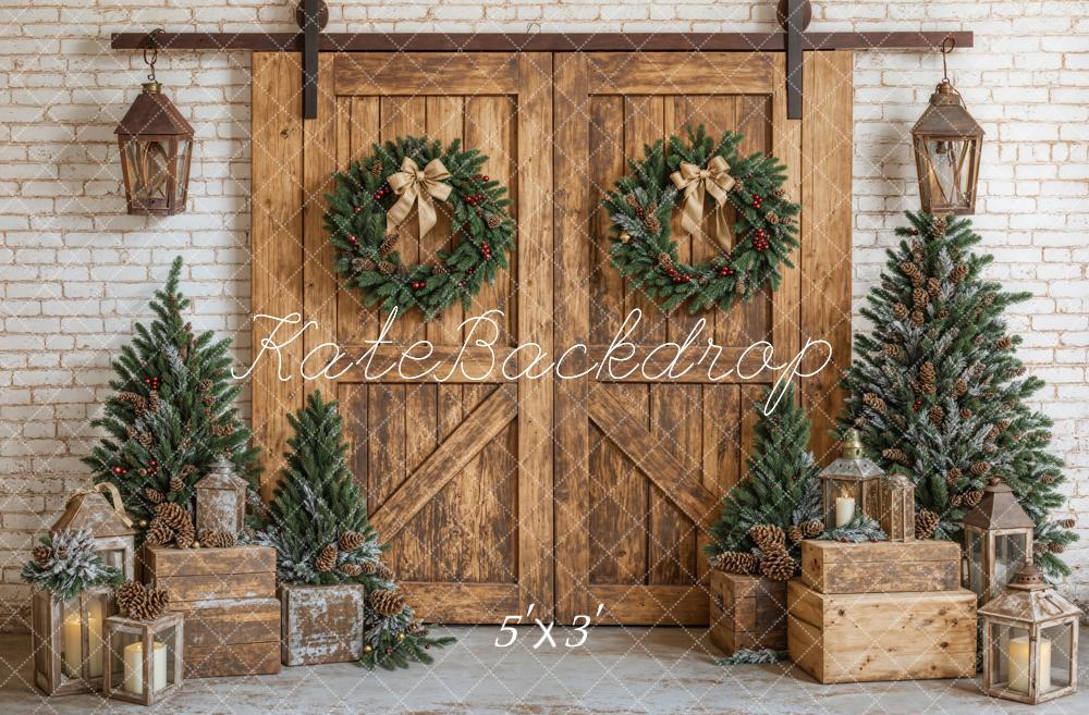 Kate Christmas Tree Wooden Barn Door Backdrop Designed by Emetselch