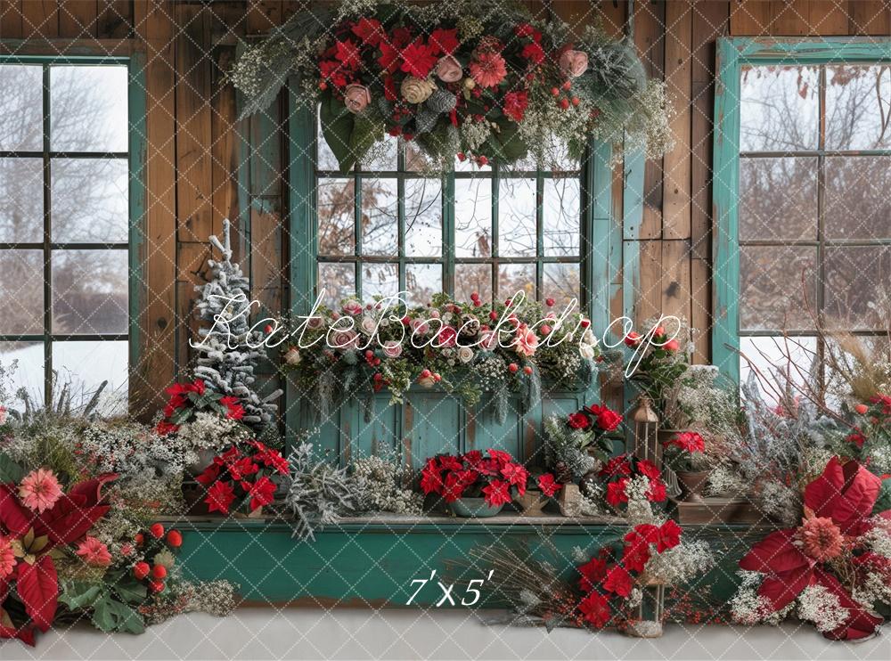 Kate Floral Barn Christmas Windows Backdrop Designed by Laura Bybee