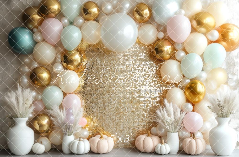 Kate Pastel Pumpkin Sequin Wall Backdrop Designed by Mini MakeBelieve