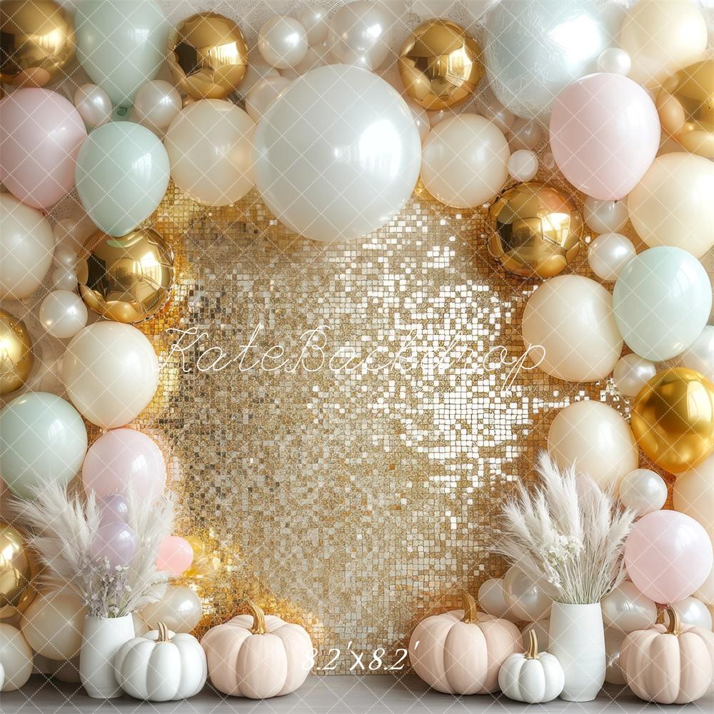 Kate Pastel Pumpkin Sequin Wall Backdrop Designed by Mini MakeBelieve