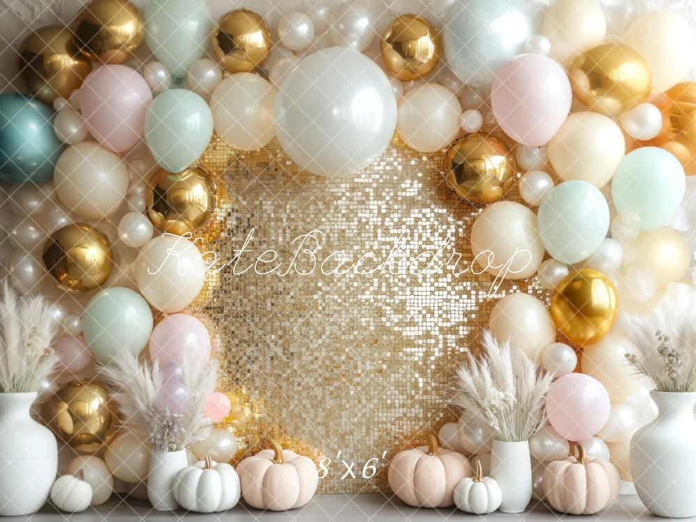 Kate Pastel Pumpkin Sequin Wall Backdrop Designed by Mini MakeBelieve