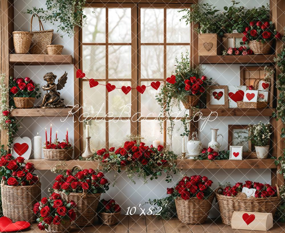 Kate Valentine's Day Roses Shelves Backdrop Designed by Emetselch