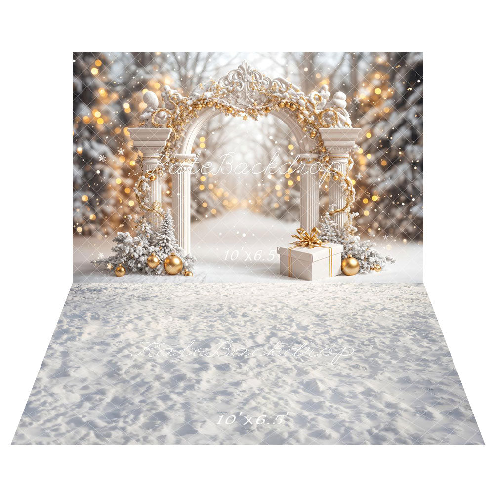 Kate Christmas Snowy Wonderland Arch Backdrop+Winter Snow Floor Backdrop