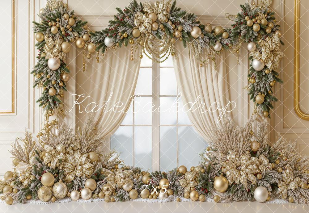 Kate Christmas Elegant Gold Garland Backdrop Designed by Emetselch