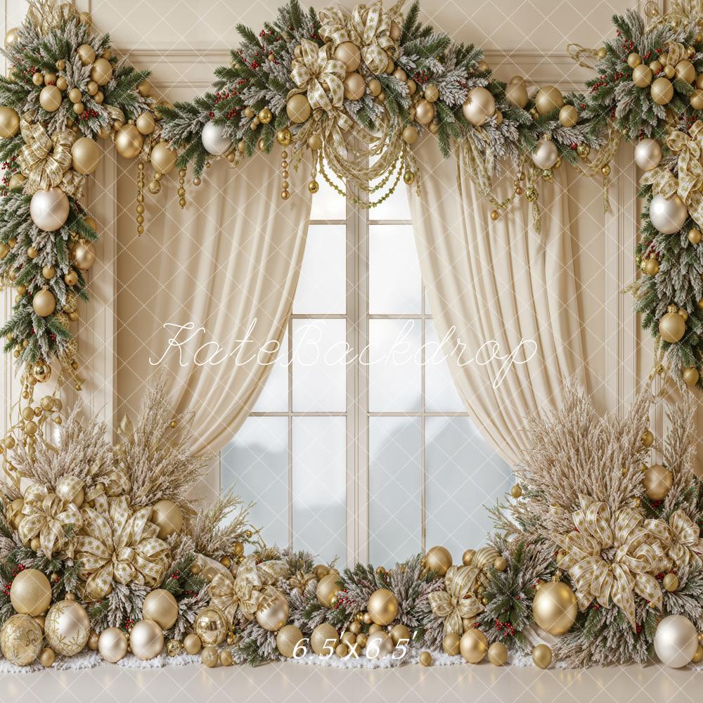 Kate Christmas Elegant Gold Garland Backdrop Designed by Emetselch