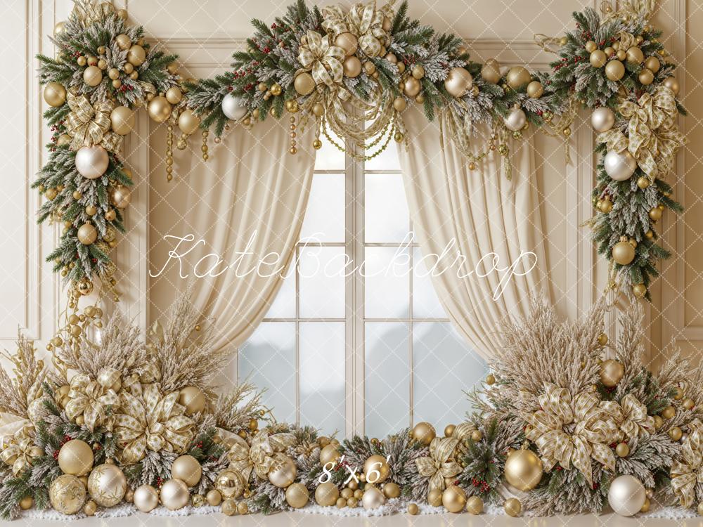 Kate Christmas Elegant Gold Garland Backdrop Designed by Emetselch