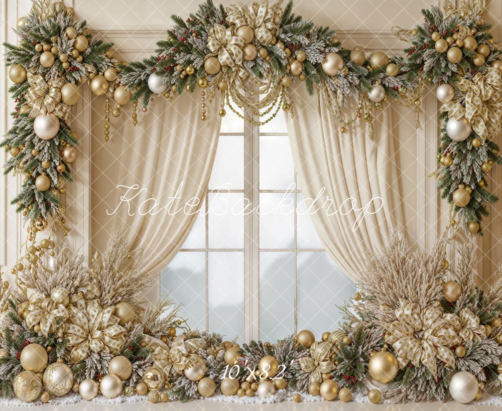 Kate Christmas Elegant Gold Garland Backdrop Designed by Emetselch