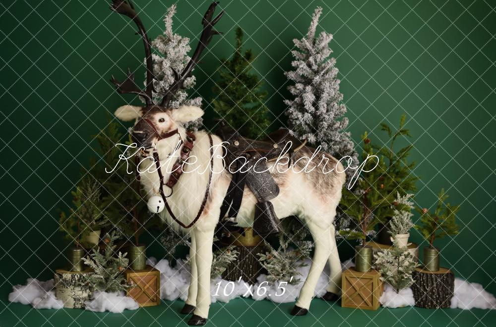 Kate Winter Reindeer on Green Backdrop Designed by Mandy Ringe Photography