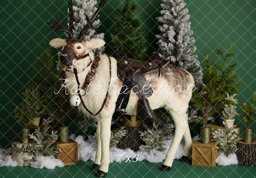 Kate Winter Reindeer on Green Backdrop Designed by Mandy Ringe Photography